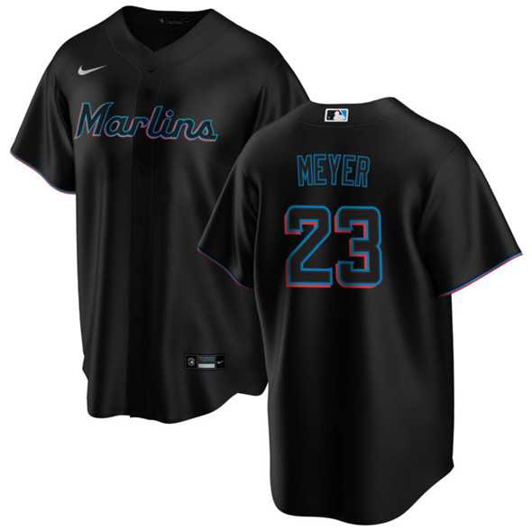 Mens Miami Marlins #23 Max Meyer Black Cool Base Stitched Jersey Dzhi->miami marlins->MLB Jersey